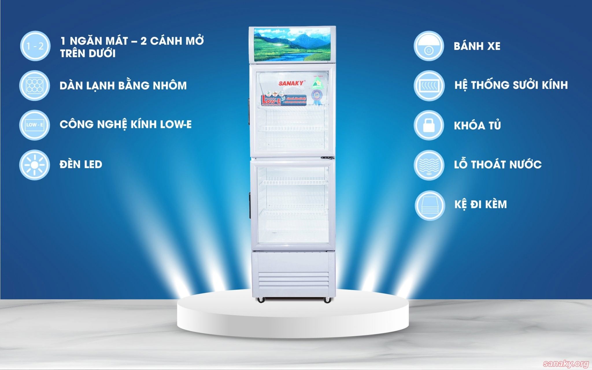 Tủ mát 2 cánh Sanaky 290/350 lít VH-358WL